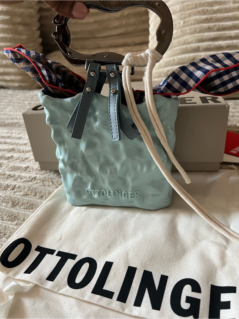 Ottolinger Mint Green Mini Bag with Metallic Handle